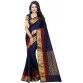 INDIAN CULTURE Printed Banarasi Cotton, Silk Saree  (Dark Blue)