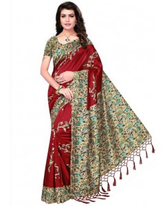 HITESH ENTERPRISE Printed Mysore Art Silk Saree  (Red)