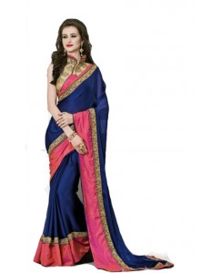 Darshita International Plain Fashion Chiffon Saree  (Blue)