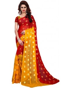 Trendz Style Self Design Fashion Chiffon Saree  (Red)