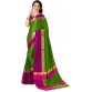 V J Fashion Solid Fashion Cotton Silk Saree  (Green)