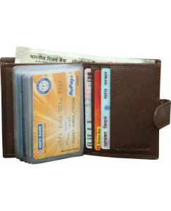 Style 98 100% Pure Leather 15 Card Holder  (Set of 1, Brown)