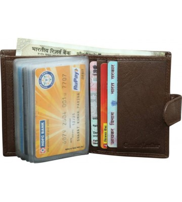 Style 98 100% Pure Leather 15 Card Holder  (Set of 1, Brown)