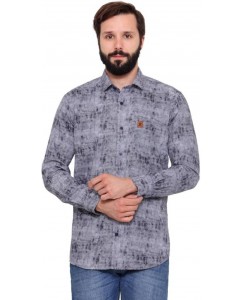 Harvest Men's Checkered Casual Dark Blue Shirt