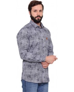 Harvest Men's Checkered Casual Dark Blue Shirt