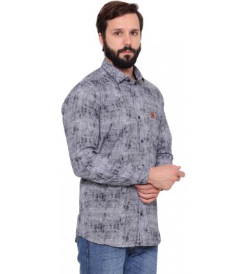 Harvest Men's Checkered Casual Dark Blue Shirt