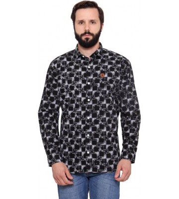 Harvest Men's Checkered Casual Black Shirt