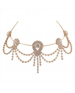 Zephyrr Fashion Choker Necklace cum Hair Accessory with Zircons Party Wear Alloy Necklace