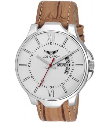 Lois Caron LCS-4116 WHITE DAY & DATE SERIES SE CROCO STRAP DAY AND DATE FUNCTIONING Watch - For Men