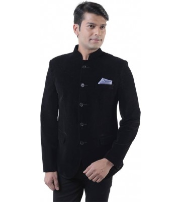 Hangup Solid Single Breasted Formal Men's Blazer  (Black)