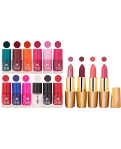 Aroma Care Lot of 12 Insta Dri Nail Polish and Creamy Matte Rythm Lipsticks Classic Combo Set 04  (Set of 16)