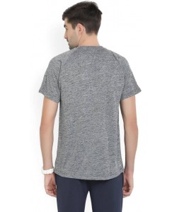 ADIDAS Solid Men's Round Neck Black, Grey T-Shirt