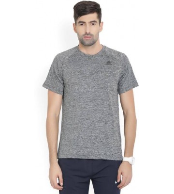 ADIDAS Solid Men's Round Neck Black, Grey T-Shirt