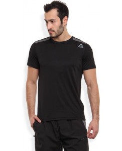 REEBOK Solid Men's Round Neck Black T-Shirt