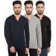 Billion PerfectFit Solid Men Henley Multicolor T-Shirt  (Pack of 3)