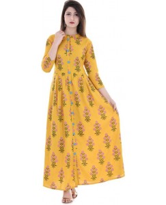 Stylum Wedding Block Print Women Kurti  (Green, Pink, Yellow, Gold)