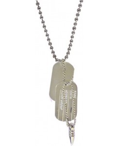 Men Style Best Quality Military Name And Bullet Embossed Silver Dog Tag