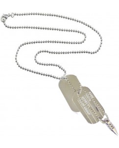 Men Style Best Quality Military Name And Bullet Embossed Silver Dog Tag