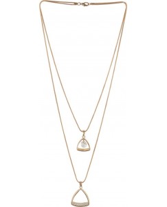 Naveli Gold Plated Two Layered Long Chain With Triangle Shapped Pendent. Yellow Gold Plated Brass Necklace