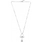 Naveli Silver Plated Long Eternity Triangle Pendent With Crystal Pearl Necklace Silver Plated Brass Necklace