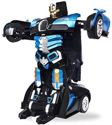 The Flyer's Bay One Button Transforming Car into Robot with Cool Dance Features - Bugatti Blue  (Multicolor)