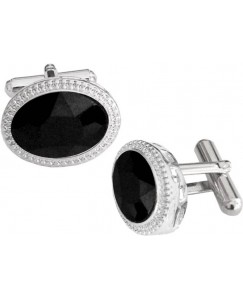 Rich & Famous Brass Cufflink  (Silver, Black)