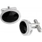 Rich & Famous Brass Cufflink  (Silver, Black)