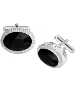 Rich & Famous Brass Cufflink  (Silver, Black)