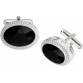 Rich & Famous Brass Cufflink  (Silver, Black)