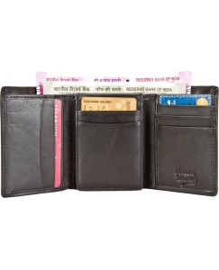 Ox Men Black Genuine Leather Wallet  (9 Card Slots)