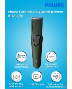 Philips BT1212/15 Cordless Trimmer for Men  (Green)