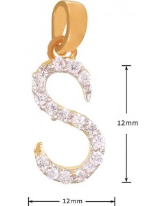 Mahi Stylish S Initial Yellow Gold Cubic Zirconia Alloy, Brass Pendant