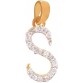 Mahi Stylish S Initial Yellow Gold Cubic Zirconia Alloy, Brass Pendant