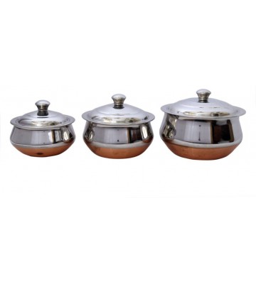 Ekonomica Premium Copper Bottom Baby Pot 0.350 L, 0.500 L, 0.850 L  (Stainless Steel, Copper)