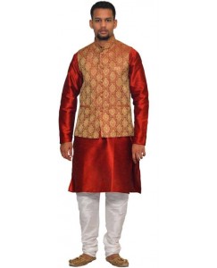 Royal Garments Men's Kurta, Waistcoat and Pyjama Set