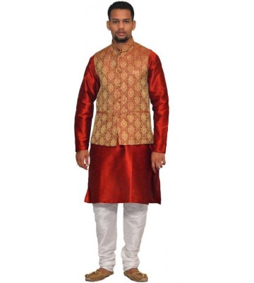 Royal Garments Men's Kurta, Waistcoat and Pyjama Set