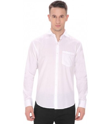 KOBALT Men Solid Casual White Shirt