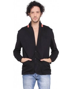 LUCfashion Solid Single Breasted Casual Men's Blazer  (Black)