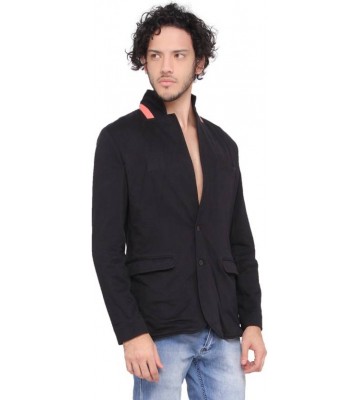 LUCfashion Solid Single Breasted Casual Men's Blazer  (Black)