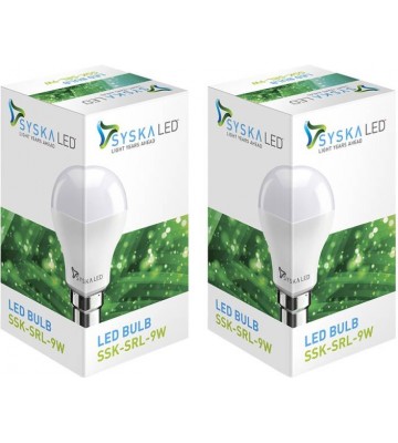 Syska Led Lights 9 W B22 LED Bulb  (White, Pack of 2)