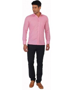 Sliver Tag Men's Checkered Casual Pink Shirt