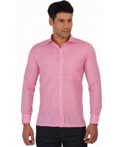 Sliver Tag Men's Checkered Casual Pink Shirt