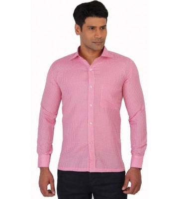 Sliver Tag Men's Checkered Casual Pink Shirt