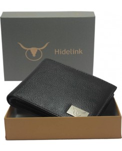 Hidelink Men Black Genuine Leather Wallet  (5 Card Slots)