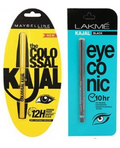 Maybelline the colossal kajal with lakme kajal pack of 2  (Set of 2)