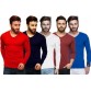 Tripr Solid Men's V-neck Multicolor, Red, Dark Blue, White, Maroon, Blue T-Shirt  (Pack of 5)