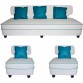 Bharat Lifestyle Butterfly Leatherette 3 + 1 + 1 White & Blue Sofa Set