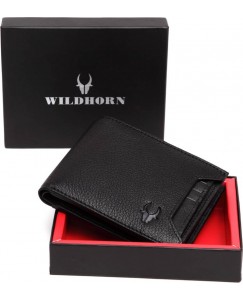 WildHorn Men Black Genuine Leather Wallet  (7 Card Slots)