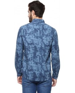 SF Jeans by Pantaloons Men's Printed Casual Dark Blue Shirt