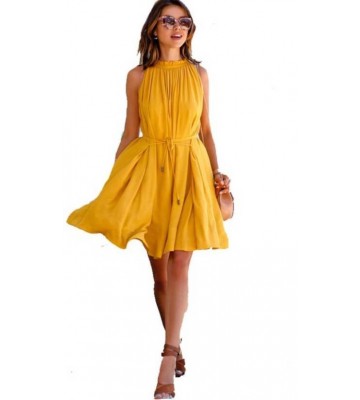 Stylistico Party Sleeveless Self Design Women Yellow Top